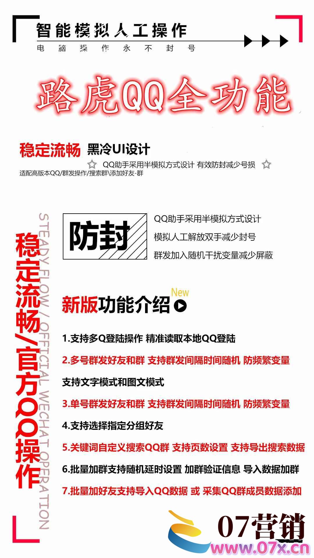 【路虎QQ全能王】激活码、多Q登录多号群发好友和群、采集Q群成员数据添加